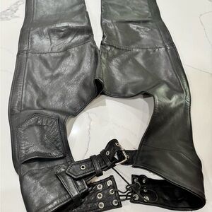 Black Genuine Leather Chaps XXS